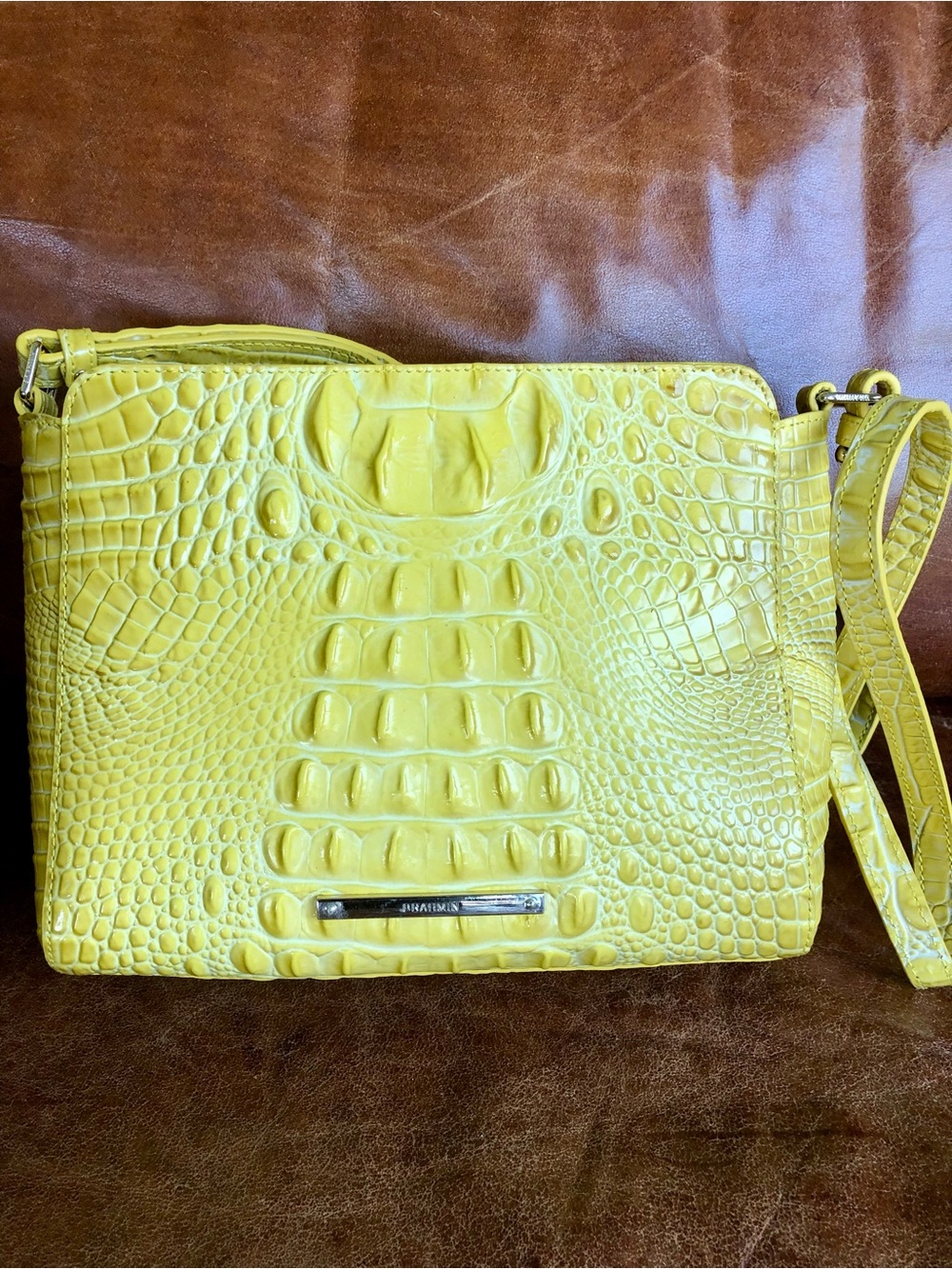 Yellow Croc-Embossed Bag - Brahmin